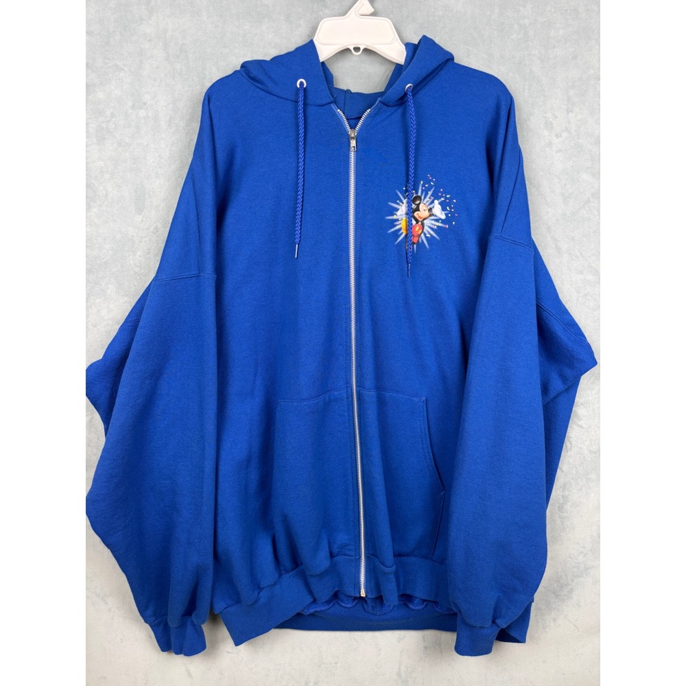 Disney Parks Hanes Mickey Mouse Blue Zip Hoodie Sweatshirt 3XL Walt Disney World